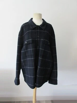 NWT VINCE wool blend navy windowpane splittable shirt jacket XL - Image 1 of 4
