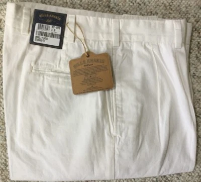 BRAND NEW-Bills khakis M2P-WHPB Size 34 PLEATED  STANDARD FIT WHITE POPLIN $165 - Image 1 of 3
