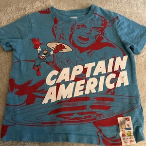 Baby Gap Marvel Boys Blue Red White Captain America Short Sleeve Shirt 4 - Picture 1 of 6