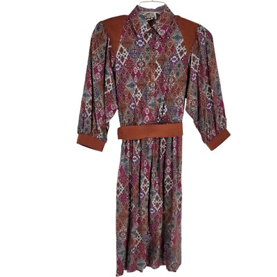 De Colección Leslie Fay Petites XS Vestido Pradera Occidental Ecuestre Hipster Mod Trad esposa Foto 1 de 4