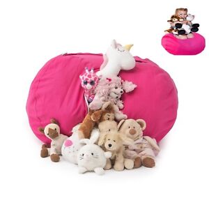 Best Stuffed Animal Storage Bean Bag Chair, Premium Cotton Canvas Toy Organizer 
