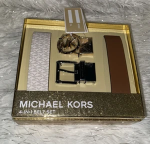 Michael Kors 4 in 1 Logo Box 2 Interchangeable Belt Set Women's One Size NEW - Picture 1 of 3