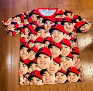 Shohei Ohtani MLB Los Angeles Angels Face T-shirt XL Size Novelty Baseball Rare - Picture 1 of 4