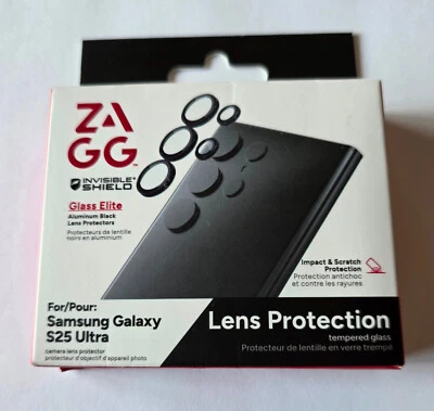 NEW ZAGG Glass Elite Lens Protector ALUMINUM BLACK for Samsung Galaxy S25 Ultra
