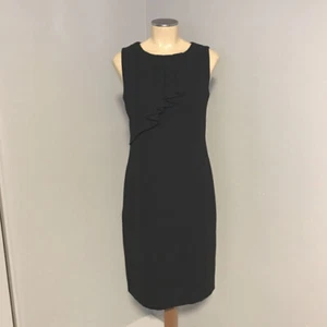 Clearance Sale ~ CALVIN KLEIN ~ BLACK Sheath DRESS w/Pleat Detail Sz 4 - Picture 1 of 5