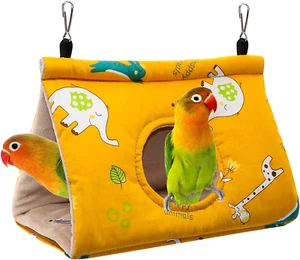 Winter Warm Bird Nest House - Hanging Hammock Velvet Shed Hut Cage Plush Fluffy - Picture 1 of 12