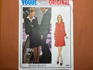 Vestido Vogue Patrón 2982 YvesSaintLaurent Misses Talla 8 FF SIN CORTAR Con Etiqueta - Imagen 1 de 3