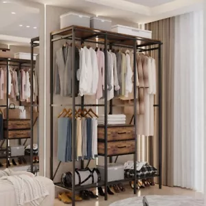 Closet Wardrobe Closet for Hanging Clothes Steel Tube Clothes Storage Organizer - Picture 1 of 16