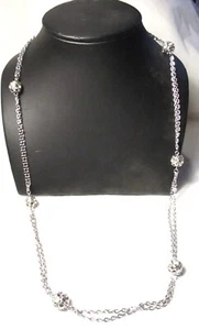 Vtg Sarah Coventry Silver Double Chain Rhinestone Ball Necklace - Picture 1 of 3