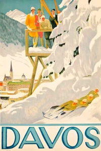 Swiss Davos Switzerland Ski Snow Bob Vintage Wall Art Home Decor - POSTER 20x30 - Picture 1 of 4