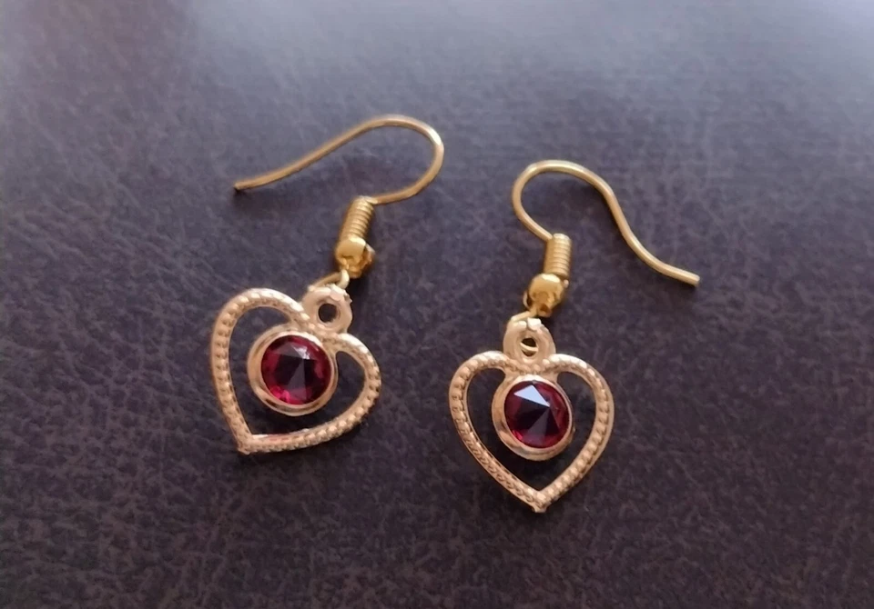 Gold Earrings with pink ruby Gemstone  - Image 1 of 1