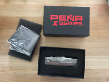Pena Knives X-Series Old Mula Thumbstud - Brown Canvas Micarta Inlay - Sealed