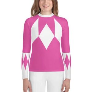 Fighter Pink Halloween Costume Rash Guard Shirt Child Youth Cosplay Clothing - Picture 1 of 29