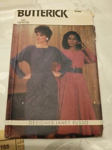 VTG BUTTERICK 6166 W0MAN DRESS SEWING PATTERN SLIM FULL SKIRT BUST 34 36 38 - Picture 1 of 3