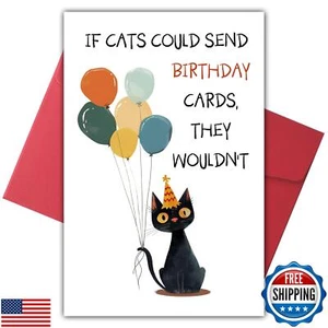 Bewoow Funny Cat Birthday Card for Men Woman, Cat Birthday Gifts for Sister B - Picture 1 of 5