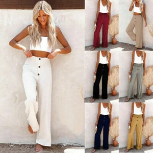 Sommer Damen Baumwolle Leinenhose Damen Freizeit elastische Taillenunterhose Hose** - Bild 1 von 23