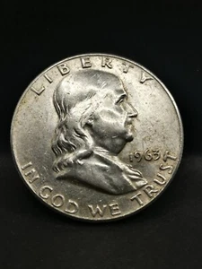 FRANKLIN HALF DOLLAR ARGENT 1963 D DENVER USA / 1/2 DOLLAR SILVER - Picture 1 of 3