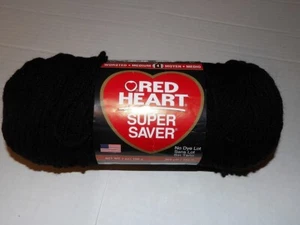 Red Heart Super Saver BLACK YARN, 7 Ounce, 364 Yard, 312 Medium 4 Worsted - Picture 1 of 3