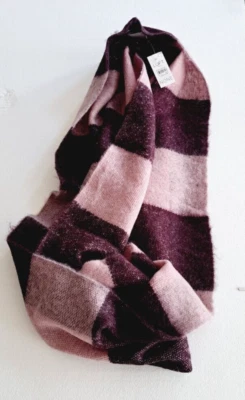 Bufanda suave borrosa infinita a cuadros Ann Taylor LOFT púrpura y rosa lavanda nueva con etiquetas Foto 1 de 2