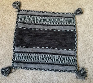 Surya Woven Baja Pillow Cover 20” Black Gray Tapestry Aztec Southwestern Cotton - Picture 1 of 5