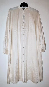 Neu mit Etikett Eileen Fisher L kastiges Longline-Hemd/Kleid Seide Knochen Mandarinkragen $ 348 - Bild 1 von 12