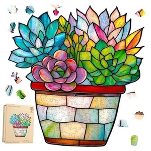 Puzzles for Adults, Glass Succulent Wooden Puzzles 200 Pieces Glass Succulent1 - Picture 1 of 7