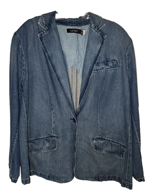 Jaqueta Blazer Lauren Ralph Lauren Feminina Cidade Azul Peito Único Lapela Tamanho 16W - Imagem 1 de 4