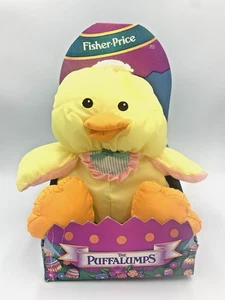 Vintage Puffalumps Duck 1992 Fisher Price Lovey with Box Pink Bib - Picture 1 of 12