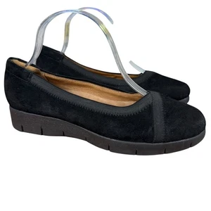 Clarks Artisan Daelyn Hill Womens Black Suede Wedge Slip On Shoes Comfort 7.5 W - Picture 1 of 16