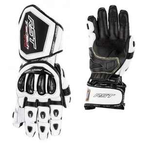 RST Tractech Evo 4 CE Leather Motorcycle Race Gloves (White/Black) - Picture 1 of 6
