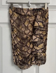 House of Harlow 1960 x Revolve Snake Print Mini Skirt Ruffle Mesh Overlay XS - Picture 1 of 6