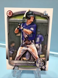 Carta 2025 Bowman Charlie Condon 1° Bowman BP-75 Colorado Rockies Prospect - Foto 1 di 5