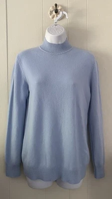 Suéter Norm Thompson 100 % cachemir para mujer talla pequeña cuello falso azul claro Foto 1 de 4