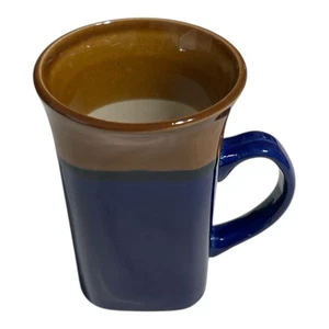 Taza de gres Royal Norfolk Square 2 tonos borde acampanado 14 oz azul/marrón nueva - Imagen 1 de 6
