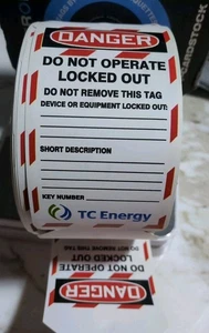 Danger - Do Not Operate Total 500 Tags By-The-Roll -  2 Rolls! Lock Out Tag Buy  - Picture 1 of 8