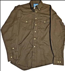Wrangler Shirt Mens Medium Brown Western Cowboy Rodeo Long Sleeve - Picture 1 of 5