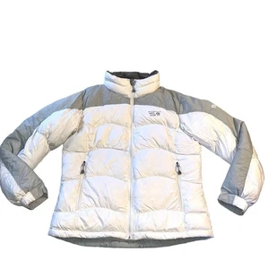 Mountain Hardwear Womens Puffer Jacket Down Winter Coat Outdoor White Gray Large - Picture 1 of 19