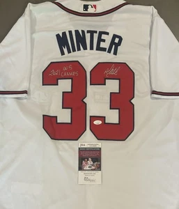 AJ Minter Signed Autographed Atlanta Braves Inscribed Jersey JSA COA Certified - Picture 1 of 4