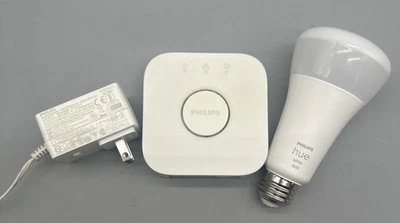 Hub de iluminación inteligente Philips Hue Bridge 2.1 y bombilla Philips Hue 9290023351 17w A21 Foto 1 de 4