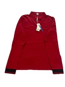 Cerruti 1881 Men’s Long Sleeve Polo Shirt Red Size L 100% Cotton NWT - Picture 1 of 5