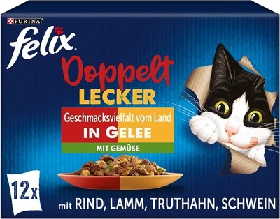 FELIX 6er Pack Doppelt Lecker Nassfutter Gelee Sortenmix Katzen 6x12x85g - Bild 1 von 4