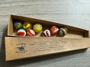 Box of (8) Akro Agate Marbles In Box - Picture 1 of 5
