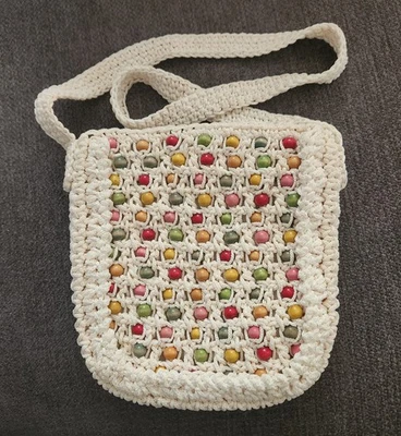 Vintage Magid 1960's White Rafia Straw Purse With Beads Made in Japan - Image 1 of 4