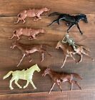 Vintage Marx Horse Lot Black Lying Horse Custer's Last Stand? Blue & Gray? 