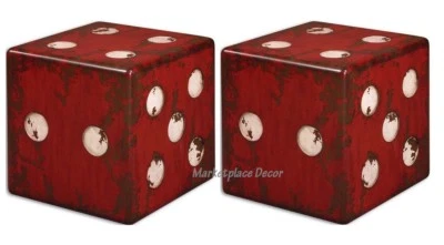 Uttermost 24168 Red Dice Accent End Tables Seat Game Room Furniture Set/2 - Image 1 of 3