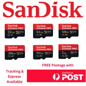 SanDisk Extreme Pro 64GB 128GB 256GB 512GB 1TB micro SD Card A2 V30 4K - Picture 1 of 30