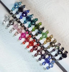 CYNTHIA LYNN "DATE NIGHT" GLASS CRYSTAL SILVER PLATED STRETCH RINGS - 26 COLORS! - Picture 1 of 27