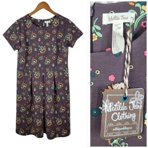 NEW Matilda Jane Knee Length Floral Shirt Dress Large Pleated Skirt Brown NWT - Picture 1 of 8