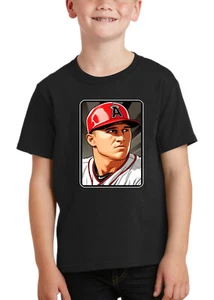 NEW Art Society YOUTH MIKE TROUT PORTRAIT BLACK Tee Shirt XSMALL-XLARGE LIMITED - Picture 1 of 3
