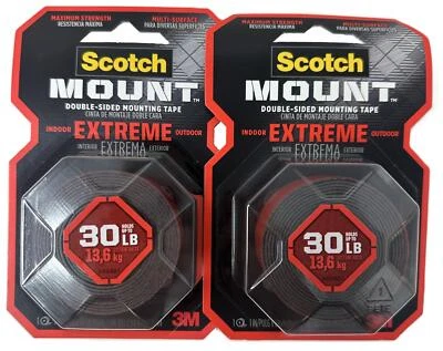 3M Scotch-Mount Extreme Double-Sided Mounting Tape 414H, 1" x 60" ( Pack Of 2)